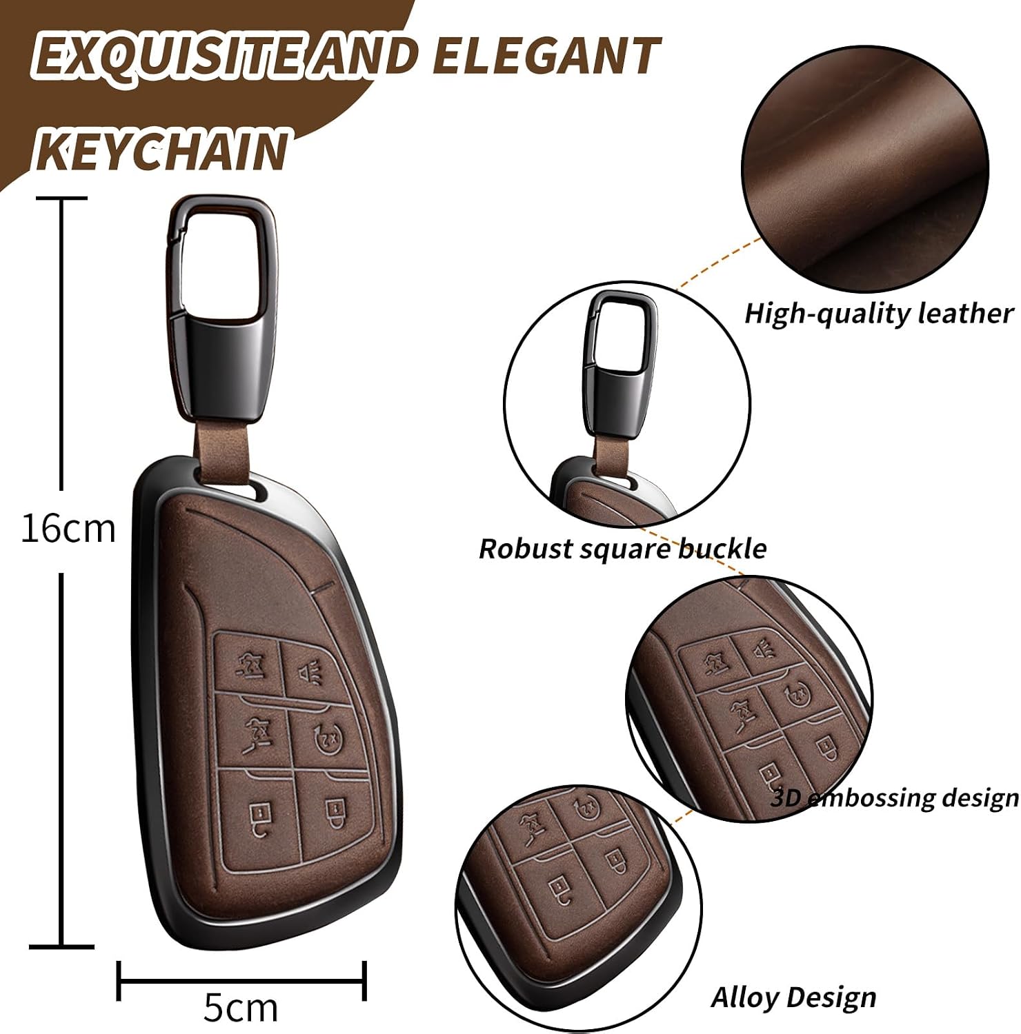 Key Fob Cover for 2021-2026 Tahoe Yukon Denali Silverado(D6-Brown)