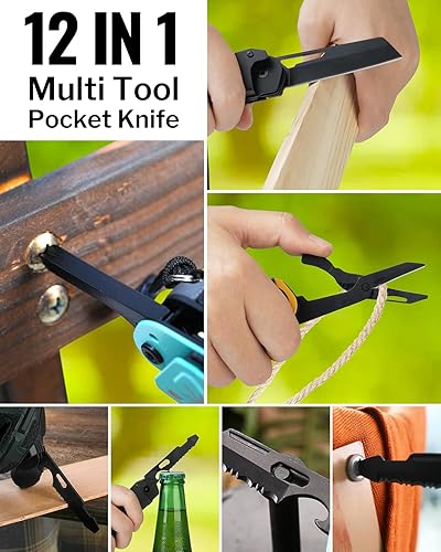 Miniatura 7 de VIPERADE VAK4 - Cuchillo de bolsillo multiherramienta para hombre, multiherramienta multifuncional 21 en 1 con bolsa, supervivencia de campamento al