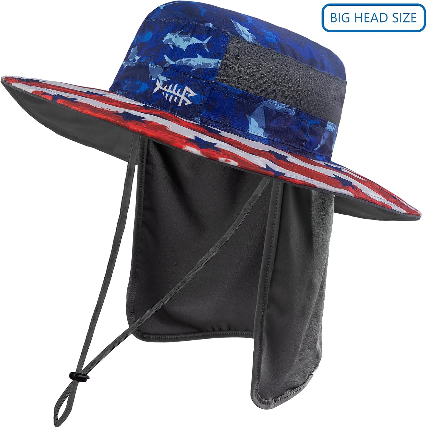 BASSDASH UPF 50+ Sun Fishing Hat Water Resistant with Detachable Neck Flap