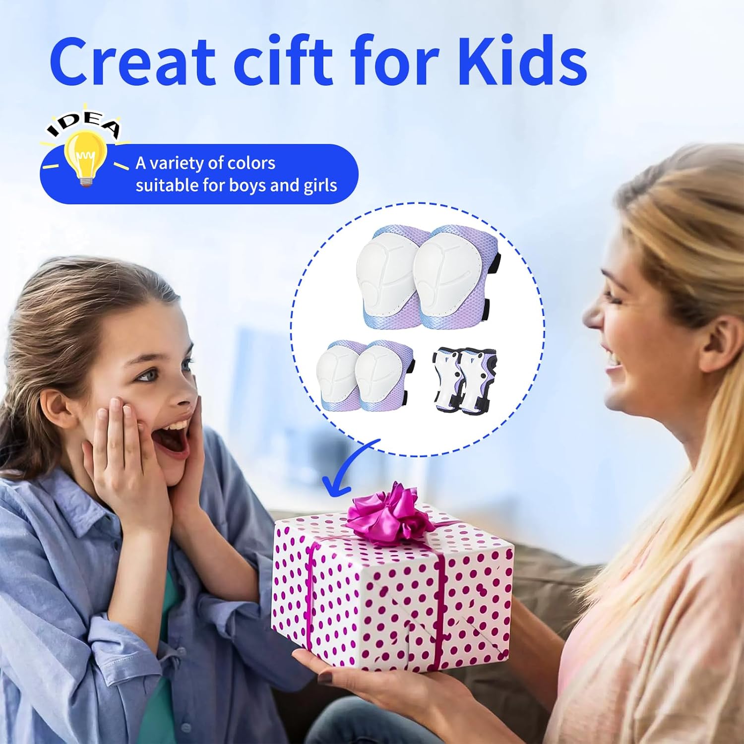 Gradient Color Kids Protective Gear Set Knee Pads for Kids 2-14 Years & Kids/Toddler Bike Helmet for Boys Girls