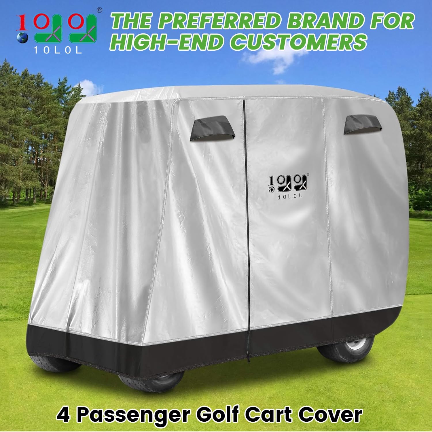 Golf Cart Covers Universal für Yamaha EZGO Club Car Lifted 2/4 Passagiere 600D Wasserdicht Winddicht Sonnengeschützt Outdoor Vollabdeckung 3-Reißverschluss