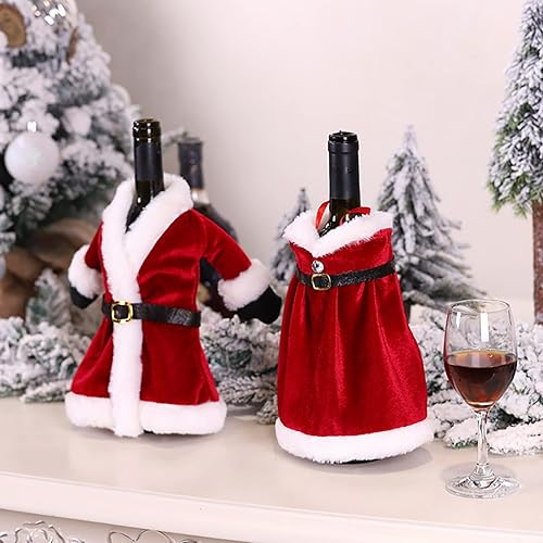 Miniatura 3 de nezababycos 2 fundas para botellas de vino de Navidad, suéter de Papá Noel, abrigo de punto, decoraciones de botellas de vino, bolsas reutilizables