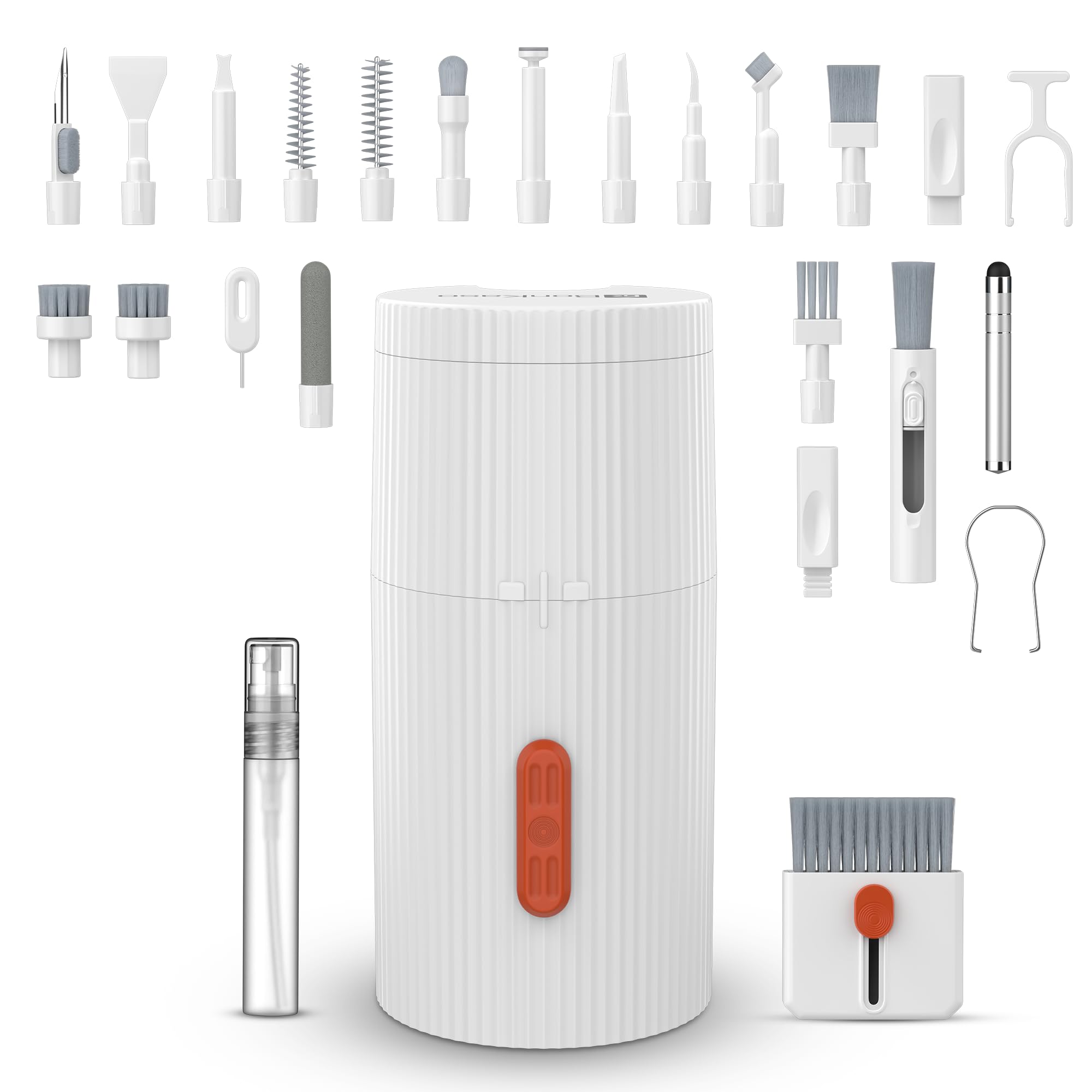 BonKaso 33-in-1 Magnetic Rotating Cleaning Kit for Laptops, Keyboards, Cameras, Earbuds & Electronics – Includes Brushes, Swabs & Dust Remover Tools for Home, Office & Travel Use - White-image-44