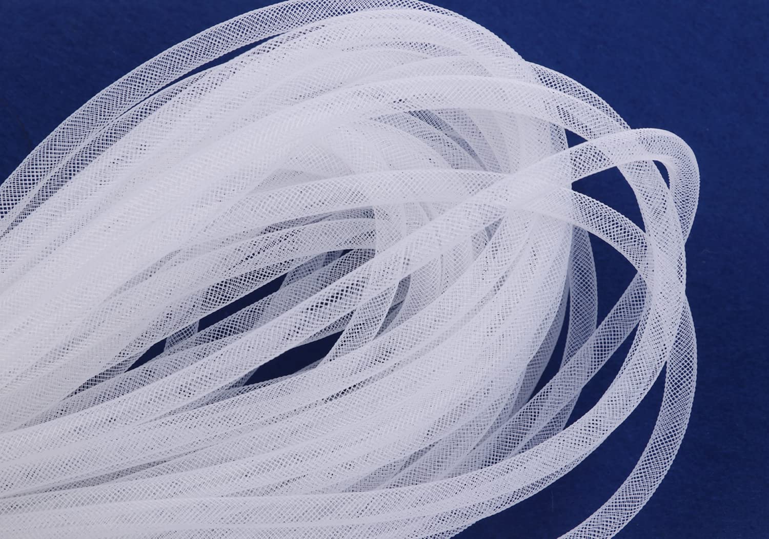 YYCRAFT 25 Yards Solid Mesh Tube Deco Flex for Wreaths Cyberlox CRIN Crafts 8mm 3/8 Inch(NO FOIL),White