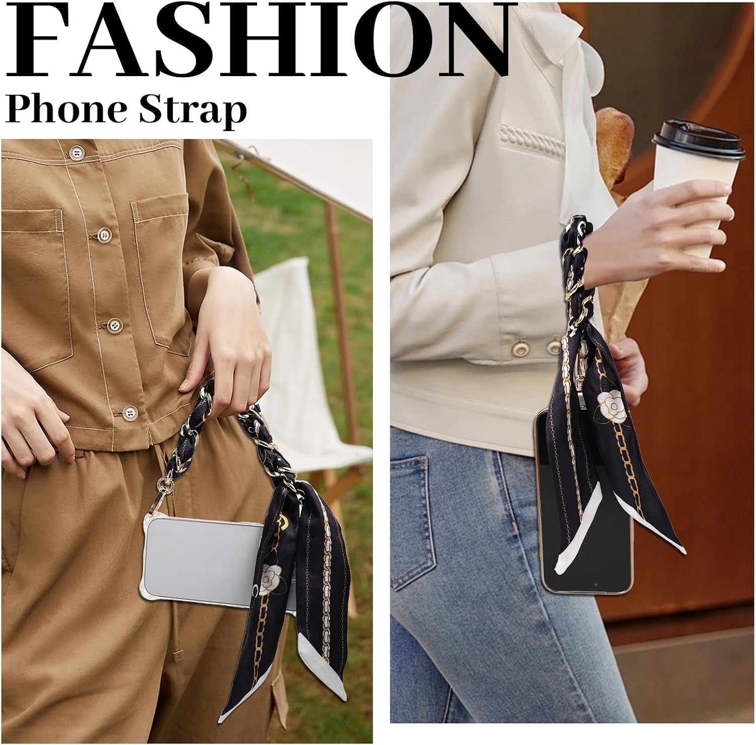 Scarf Phone Lanyard Crossbody/Wrist Strap for Women Anti-Lost/Hands-Free Phone Chain for Shopping/Travel/Parenting
