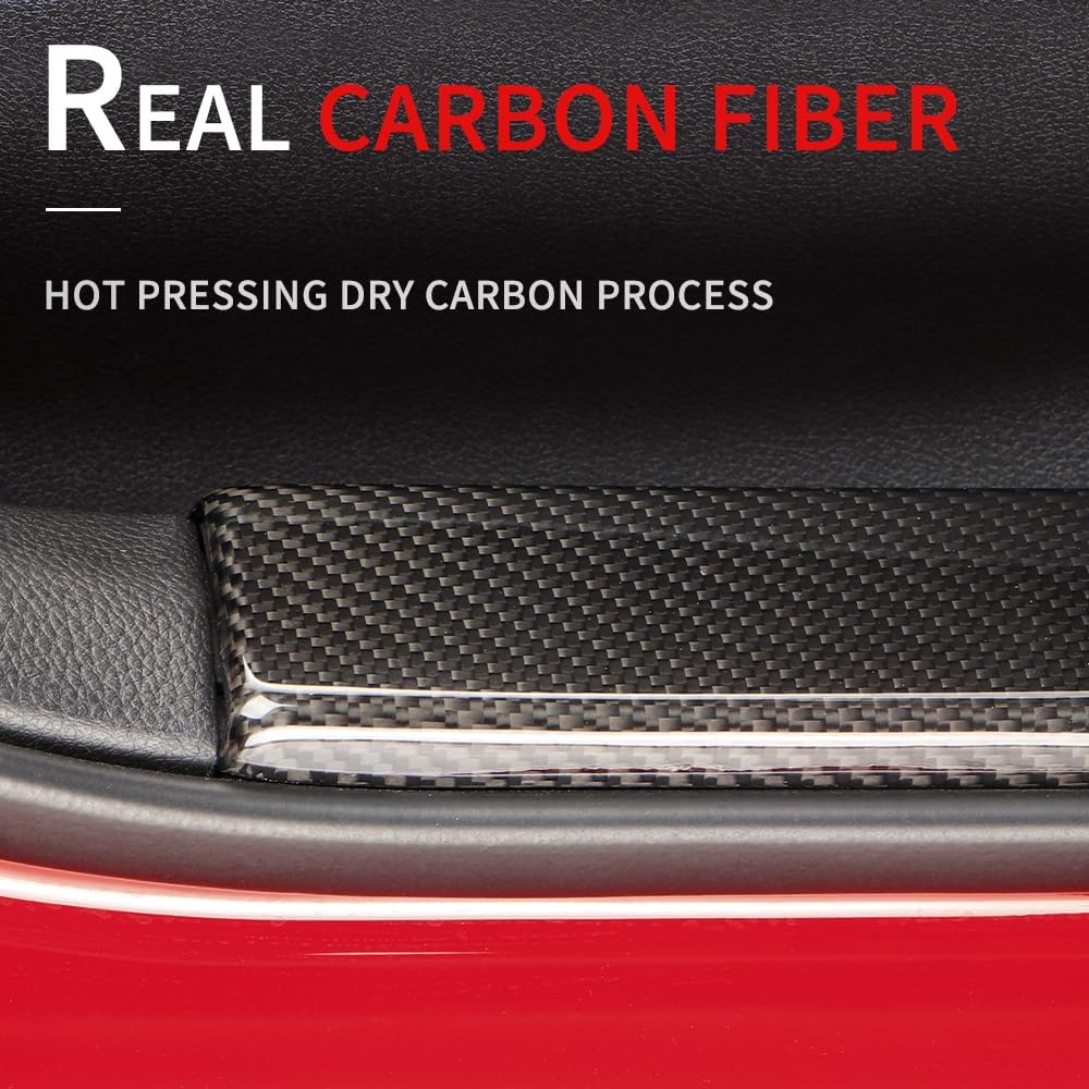 JSWAN 2pcs Real Carbon Fiber Car Door Pedal Kick Cover Fit for 11th Gen Civic Type R FL5 Typer Door Sill Cover Front and Rear Door Kick Panels Strip Overlay Accessories (2pcs Rear Door Gloss)