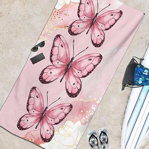 Miniatura 5 de Toalla de playa de dinosaurio mariposa toalla de baño de microfibra de secado rápido, toallas de playa gruesas sin arena para niños y adultos,
