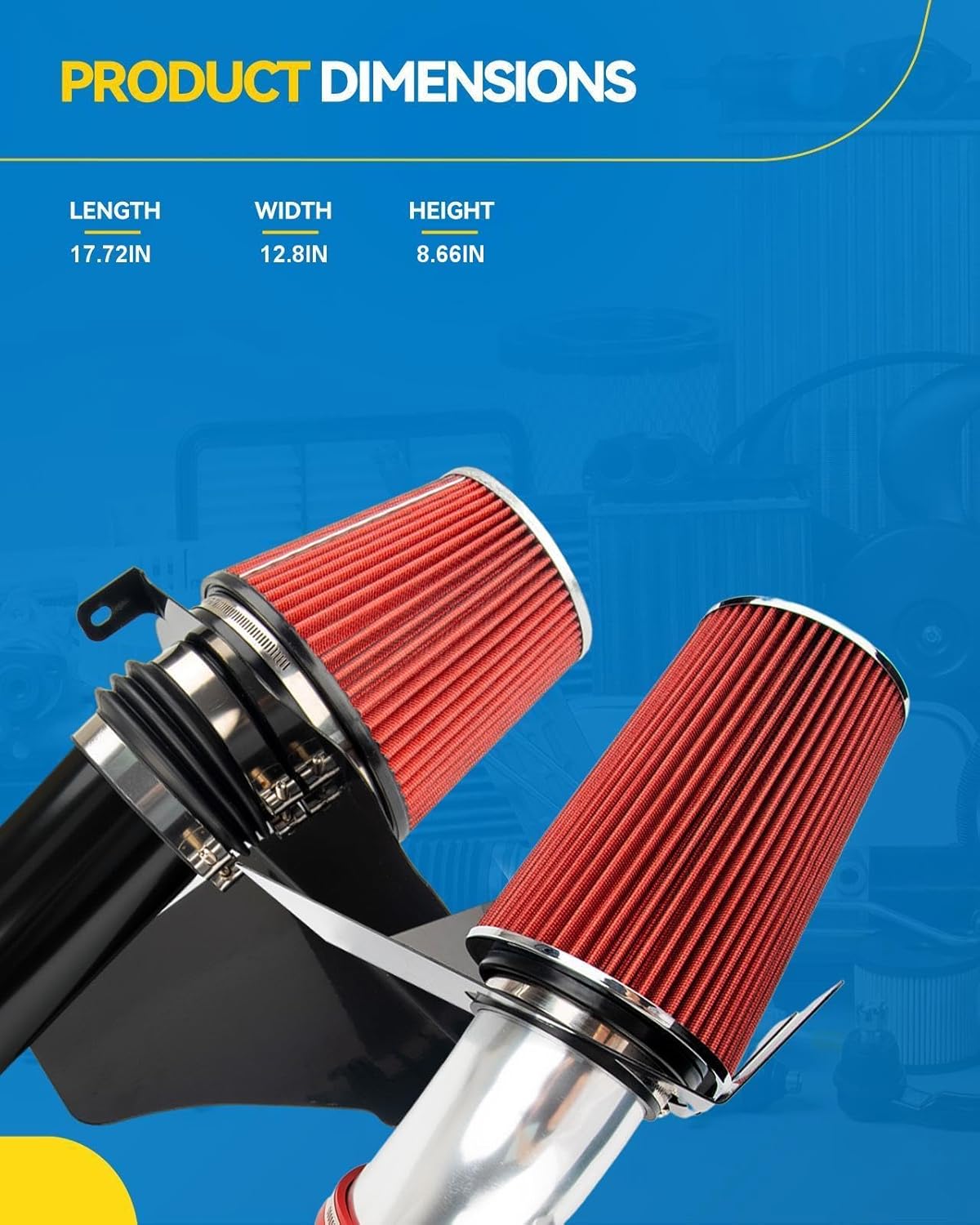 PHILTOP 4" Air intake kit, Cold Air Intake Blue Tube + Heat Shield for Expedition 1997-2004 / F150 1997-2003 / F250 1997-1999 V8 4.6L V8 5.4L, F150 Heritage 2004 V8 4.6L, Navigator 1998-1999 V8 5.4L