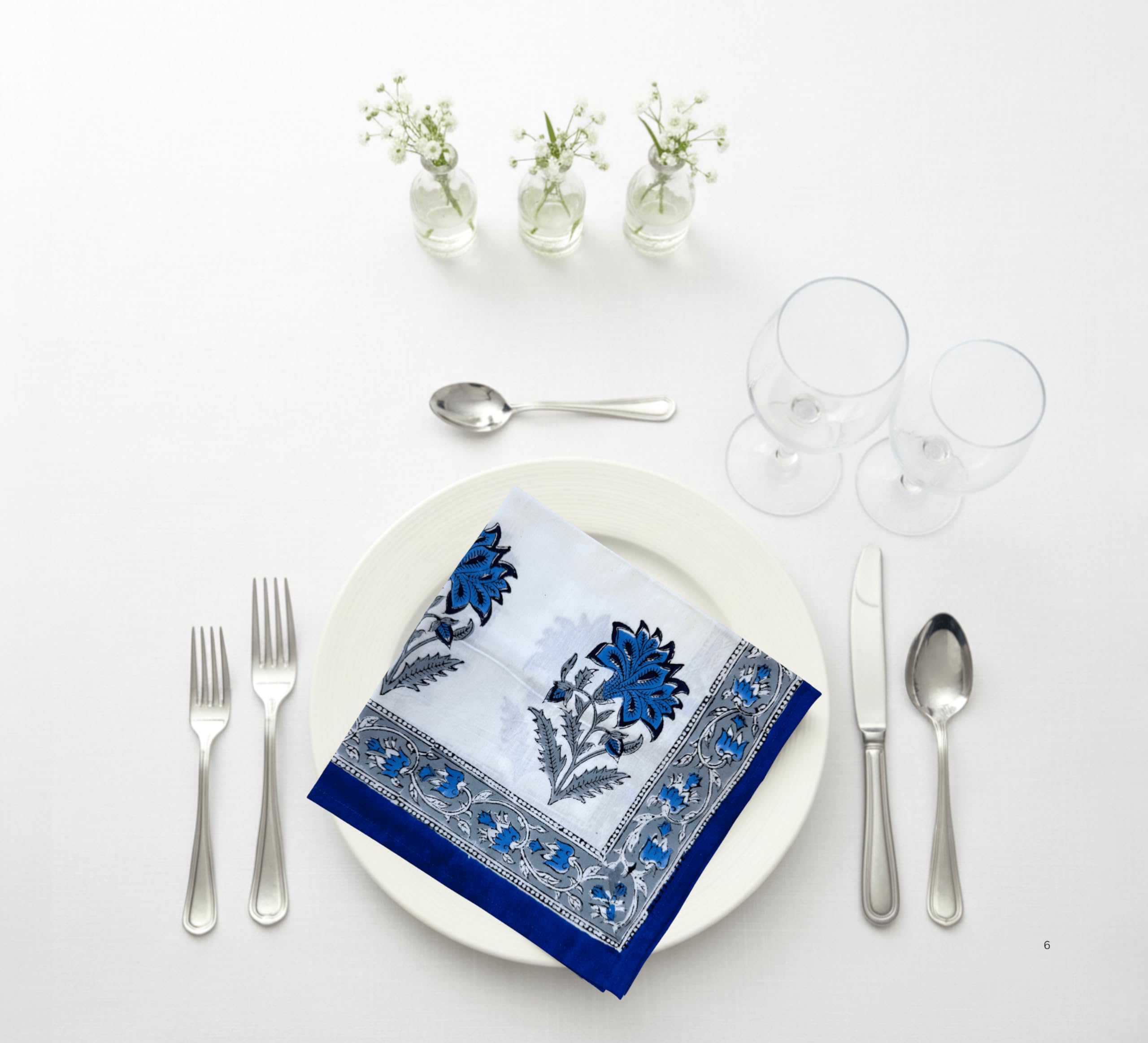 Juego de 6 servilletas de tela de algodón de alta calidad, reutilizables, lavables, perfectas para cenar, bodas y eventos (azul 4, 45,7 x 45,7 cm)
