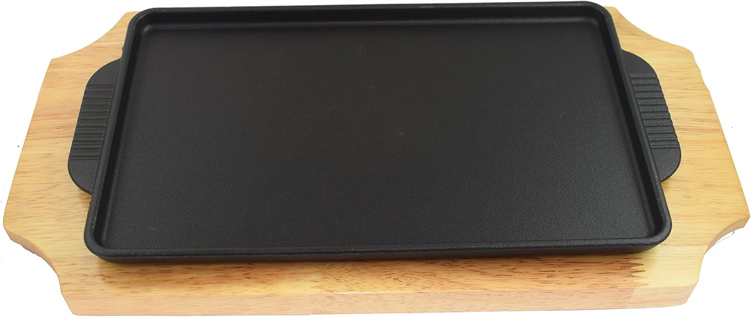 Cast Iron Fajita Skillet (9 1/2" x 6" Cast Iron Rectangular w/Trivet)