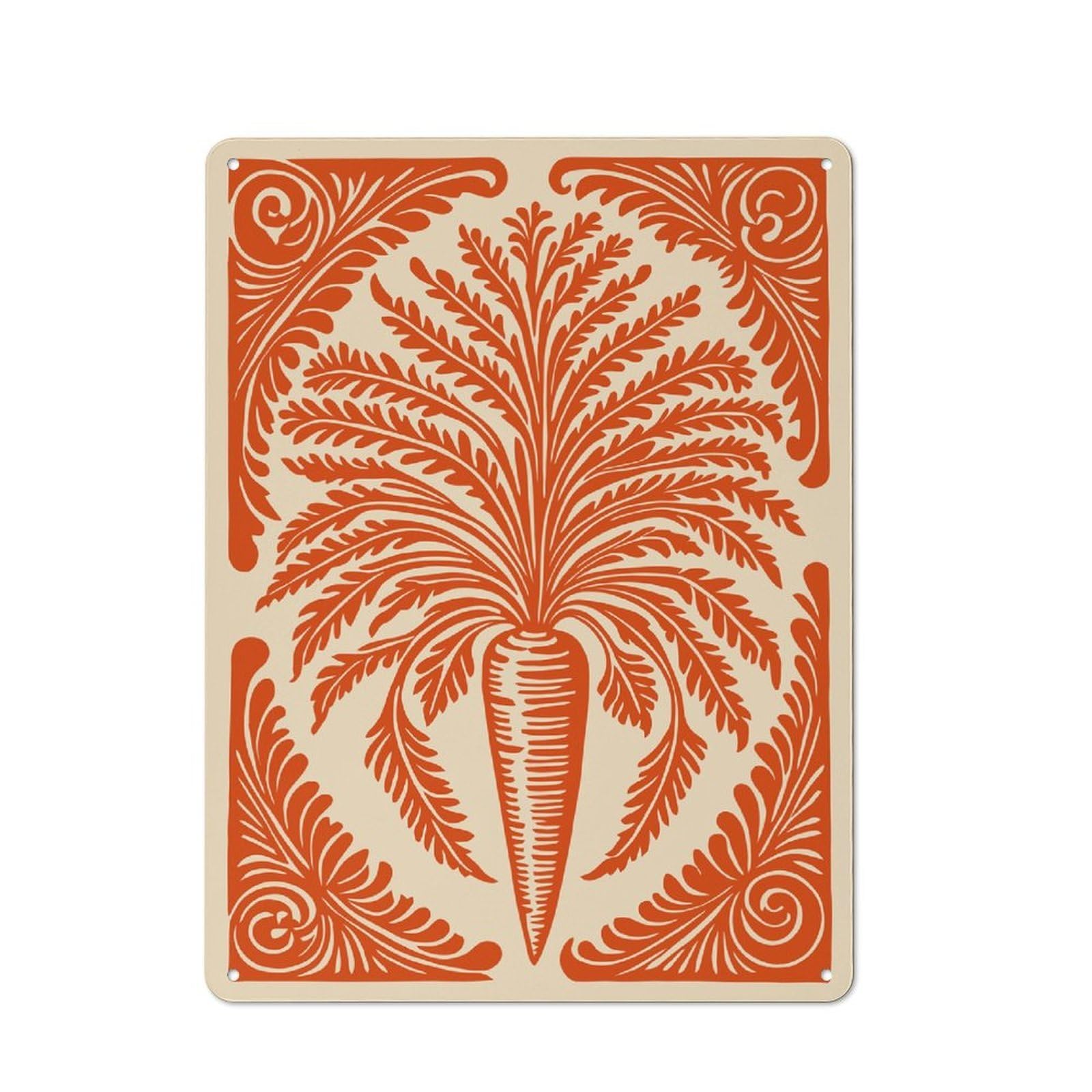 Workshop Style Garage Metal Sign 40x30cm Featuring Decorative Carrot with Ornate Border, Industrial Wall Art for Workshop, Basement, Shed Or Games Room
