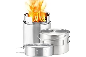 Solo Stove Campfire 2 Pot Set Combo: 4-Person Wood Stove for Camping with Pots