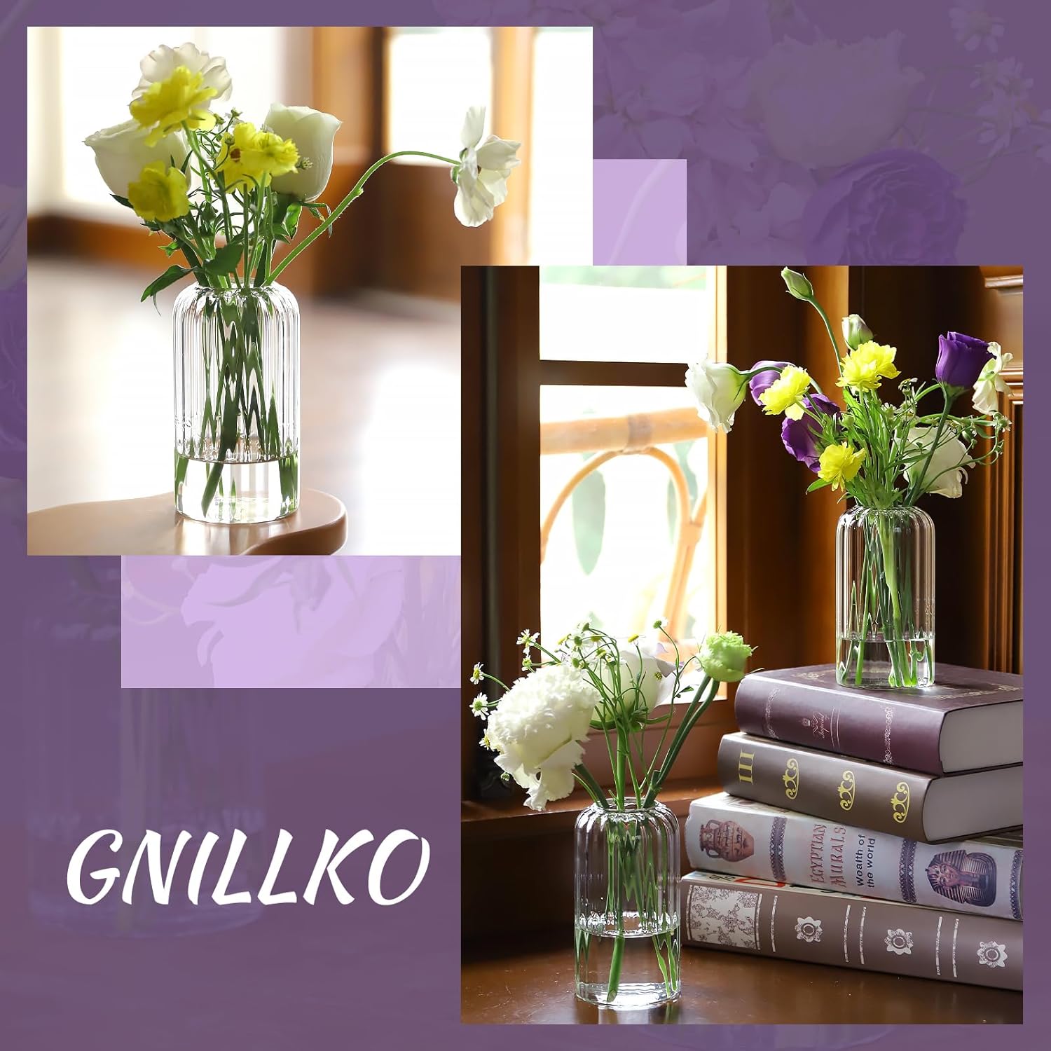 24Pcs Glass Cylinder Vases, Clear Ribbed Bud Vases for Centerpieces Weeding Decoration, Tall Clear Flower Vases in Bulk for Table Shelf, Party(Ribbed) - Image 7