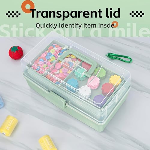 Miniatura 5 de Organizadores de manualidades multiusos de 3 capas de 12.5 pulgadas y almacenamiento con divisores ajustables, caja de aparejos portátil, estuche