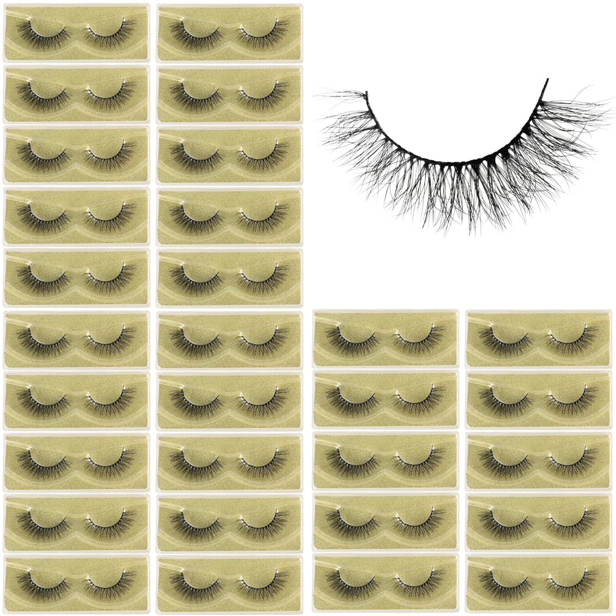 APCYUST Lashes Mink Bulk 30 Pair Wholesale Lashes 5D Fluffy Eyelashes Wholesale Faux Mink Eyelashes Natural Medium Length Fake Lash with Portable Pack