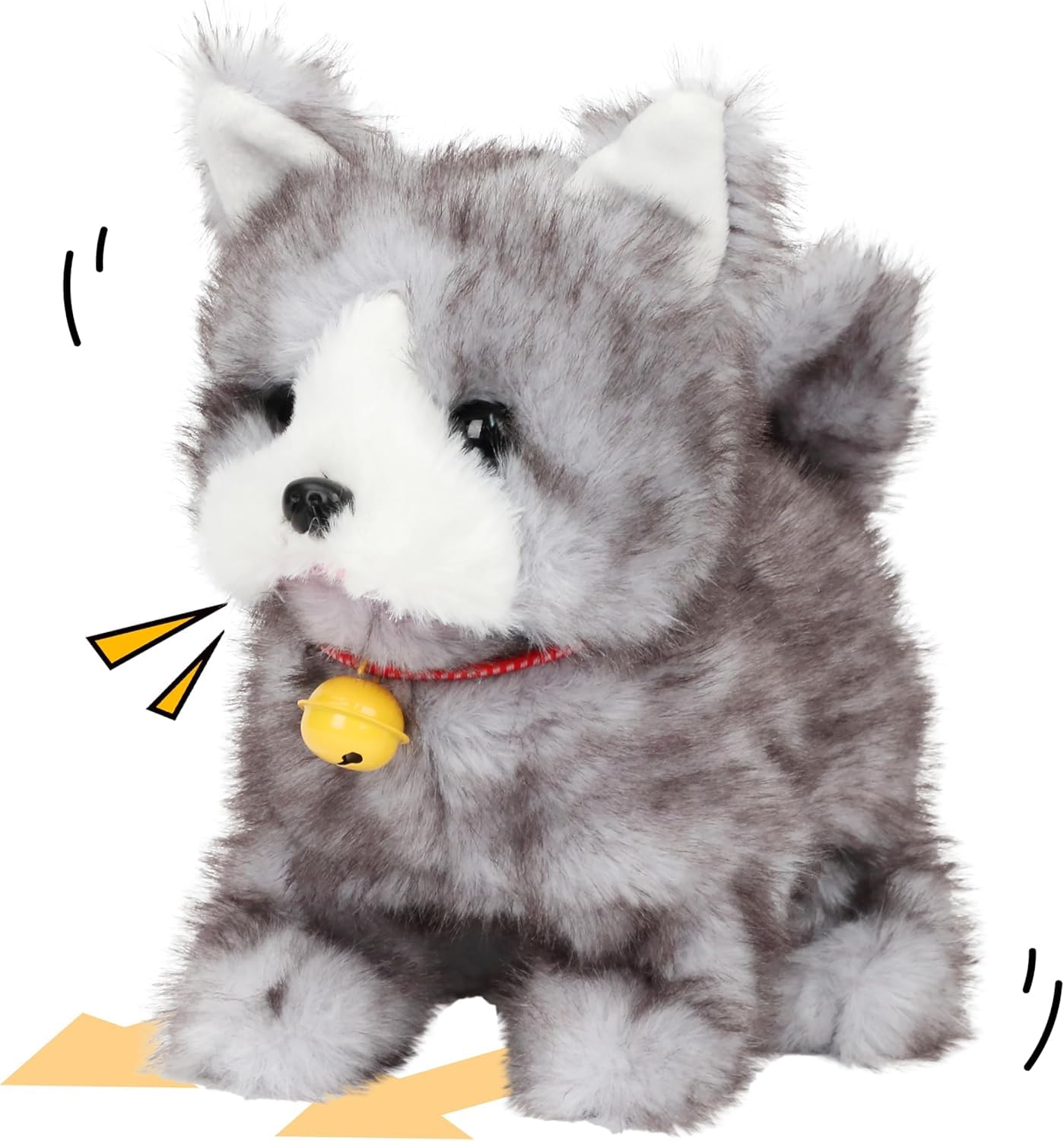 Cuteoy Walking Stuffed Animal Talking Wagging Nodding Educational Plush Kitty Toy Electric Interactive Animated Plushies for Girls Boys Birthday,Grey Dog, 8" โ image 1