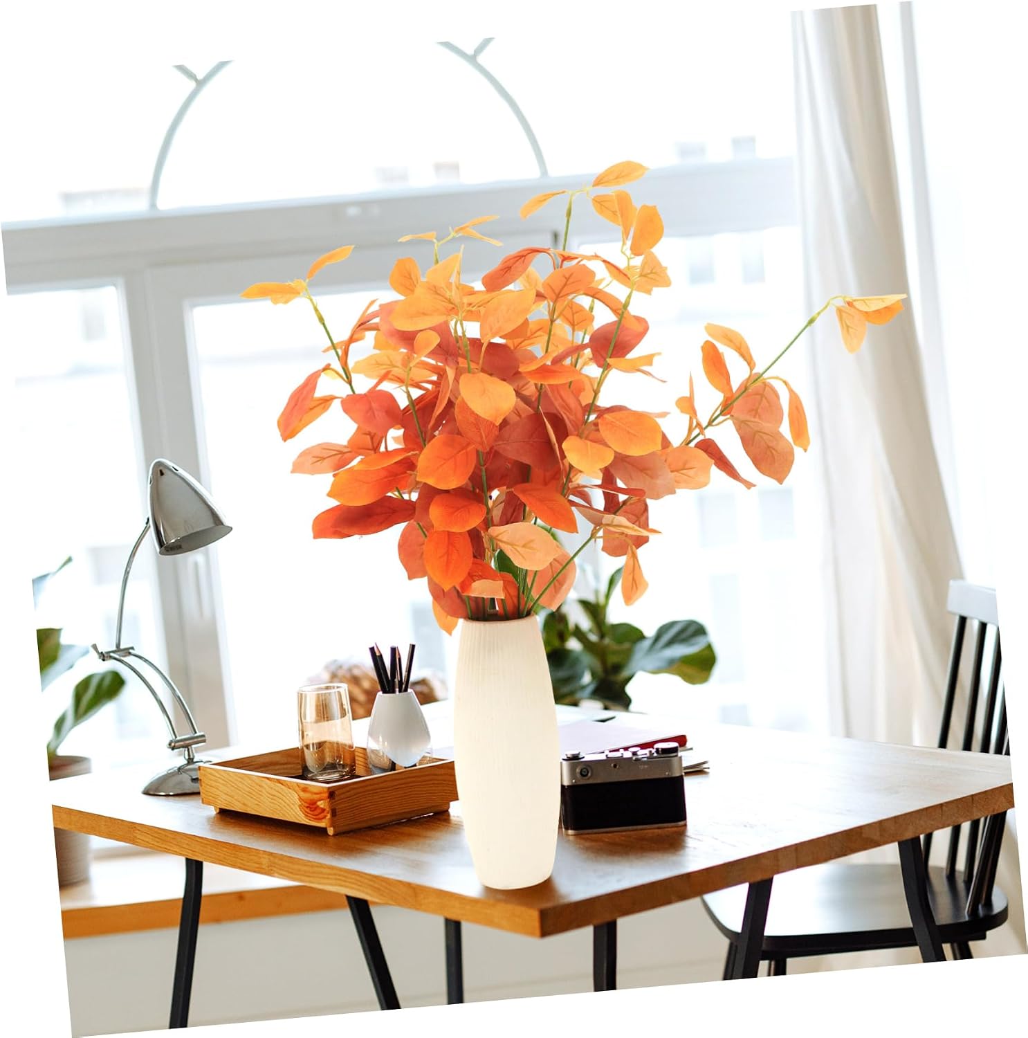 4pcs Faux Leaf Pick Artificial Plant Branches for Home Decor Realistic Greenery Stems for Vase Arrangement for Rustic Farmhouse and Floral Display