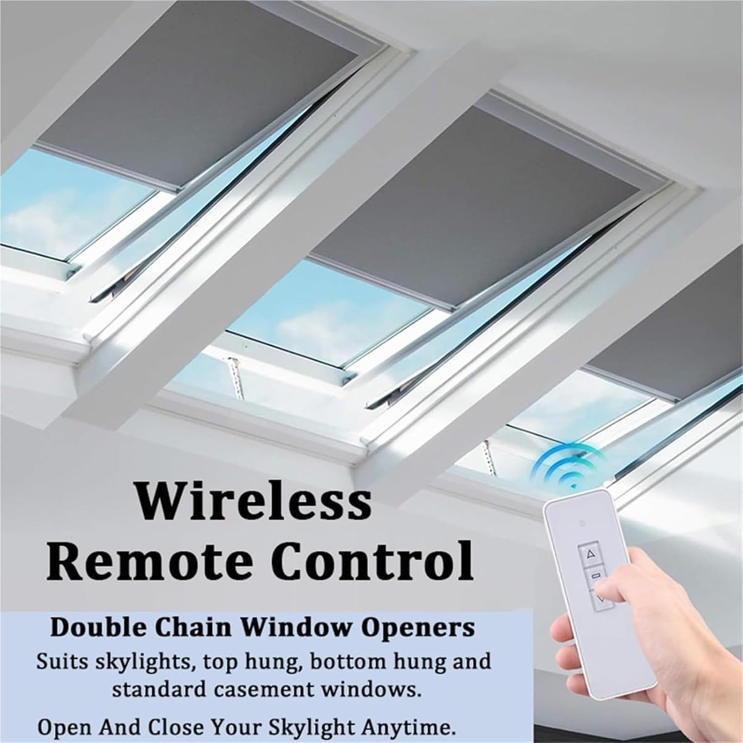 Electric Window Opener Actuator， Automatic Chain Window Openers Actuators with Rain Sensor and Remote Control(400mm)