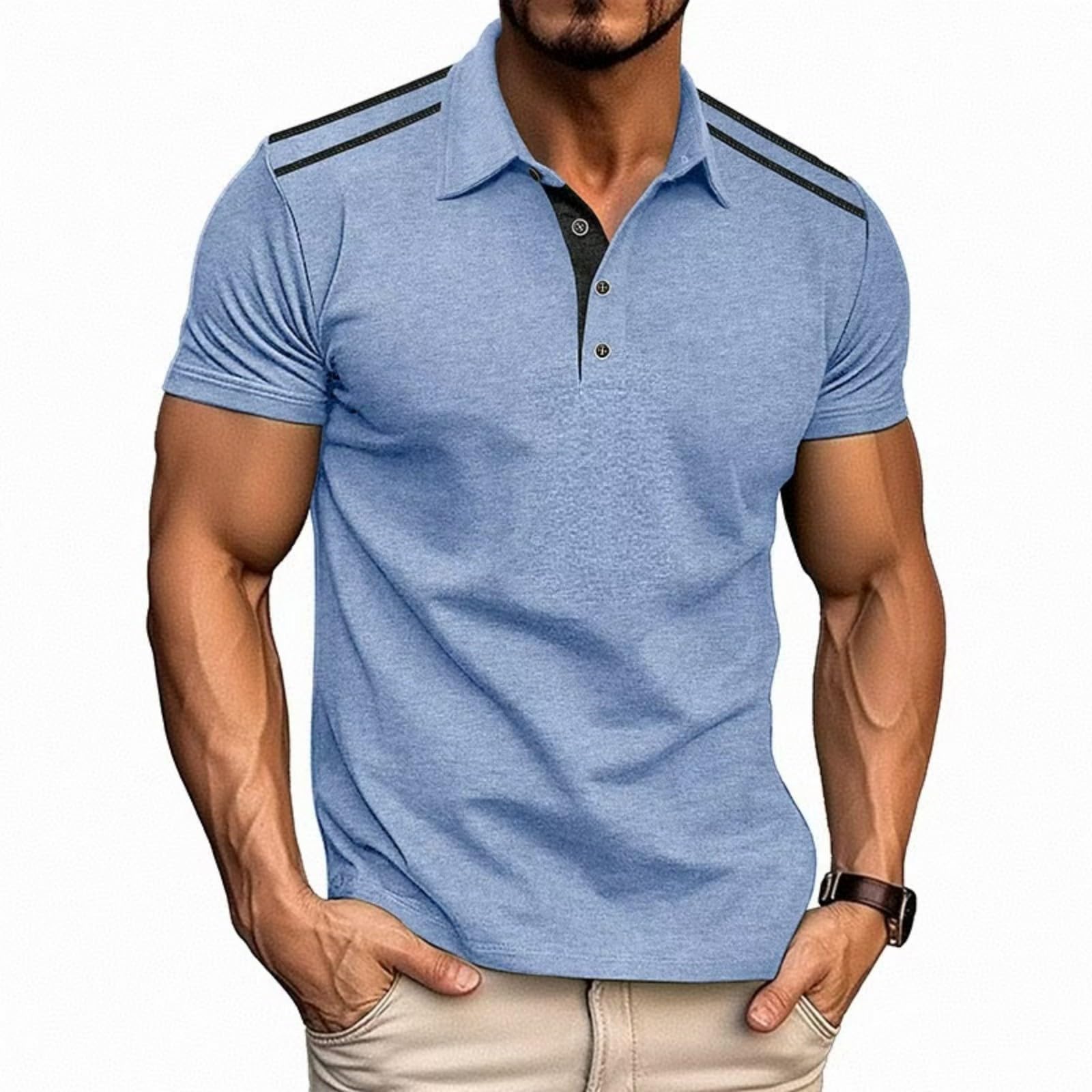 PEVOSU Mens Casual Polo Shirts Classic Short Sleeve Golf Shirts Cotton Collared Polo Shirt for Men Stylish Tops