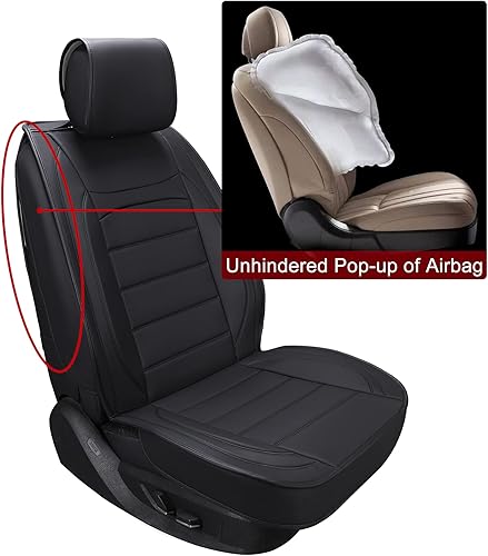 Miniatura 3 de Sanwom Fundas universales de cuero para asiento de automóvil, color beige, 2 unidades, impermeables, fundas de asiento de vehículo, fundas de cuero