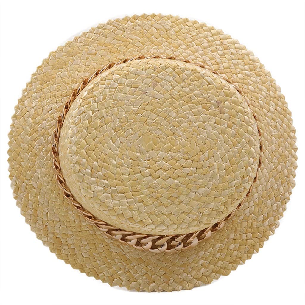 Cappello da spiaggia fatto a mano da ragazza Cappello da spiaggia per donna Cappellino da vacanza estivo Cappellino con visiera per protezione solare piatta alla moda (Color : C, Size : 55-58CM) (C 6