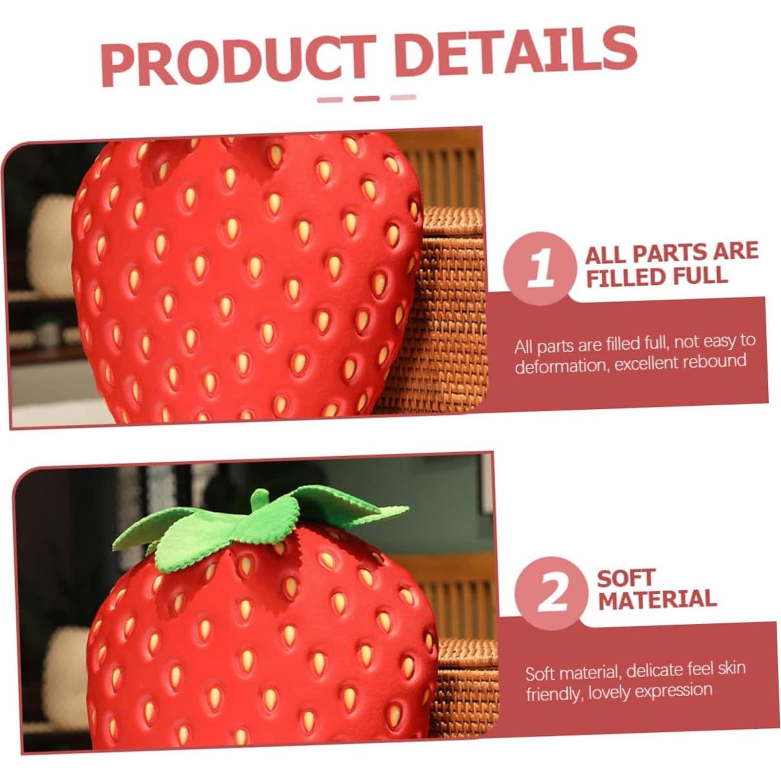 Cuscino Peluche A Forma Di Fragola - Morbido Decorativo Per Bambini E Divano