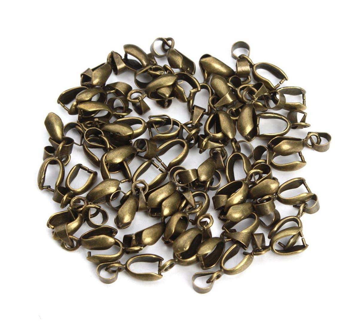 50pcs Pendant Clasp Pinch Bail Clip Jewelry Bale 20mm Connector Tarnish Resistant Antique Bronze for DIY Craft Jewelry Making CF75-3