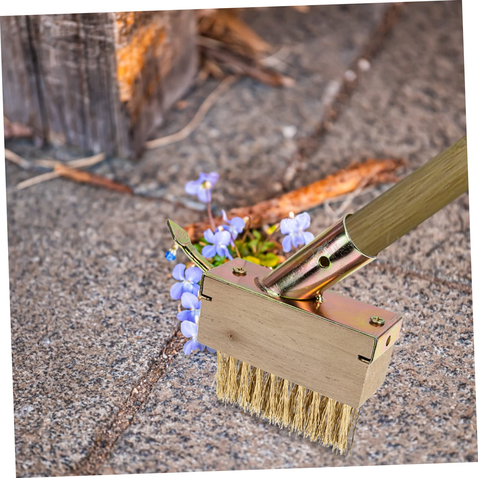 UPKOCH 5 Piezas cepillo de deshierbe cerda césped Eliminación exterior cable bloquear removedor de alambre de acero de jardinería cepillo para quitar musgo de madera Khaki