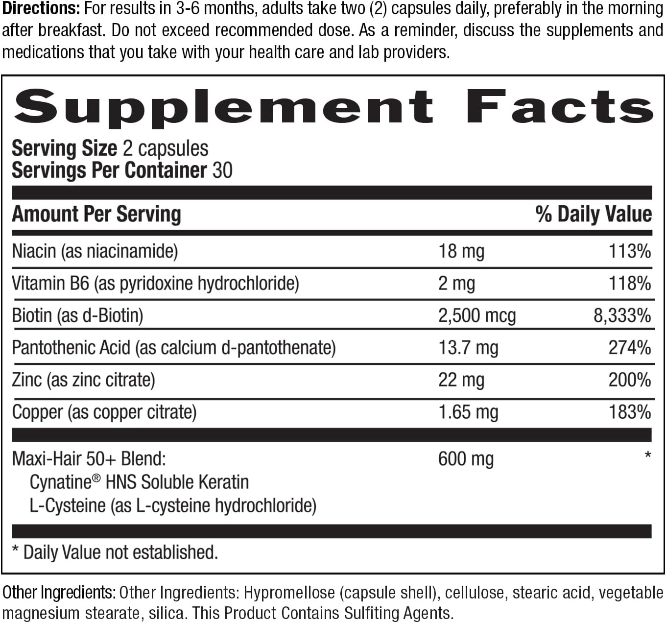 Country Life Maxi-Hair 50+ – Biotin-Based Hair, Skin & Nails Supplement for Women & Men Over 50 | Supports Healthy Hair Growth & Reduced Shedding | Certified Gluten-Free & Vegetarian | 60 Capsules - Image 4