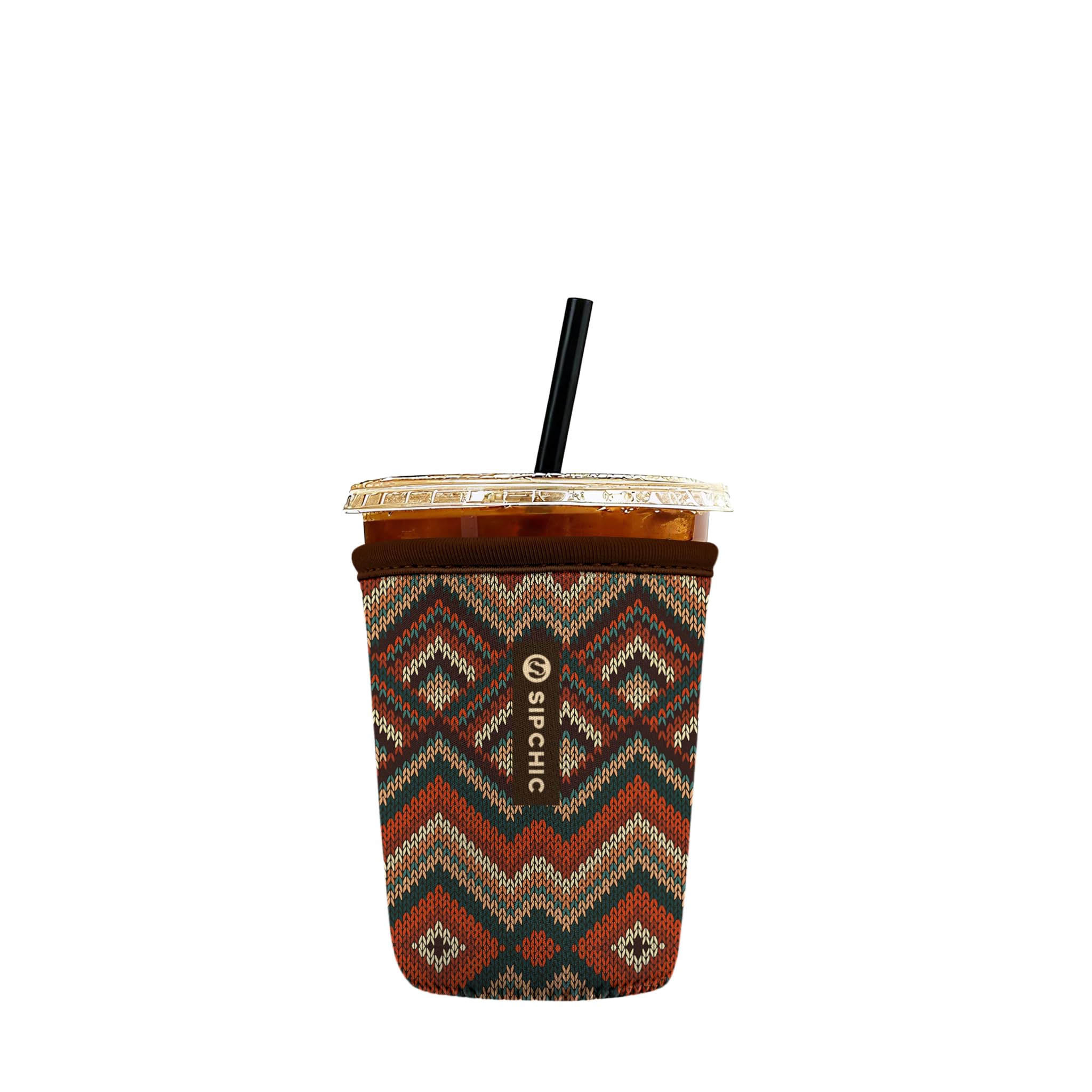 Iced Coffee Sleeve – Neoprene Reusable Cup Sleeves for Drinks, Insulated Drink Sleeves to Keep Hands Dry &amp; Drinks Cold, Stylish &amp; Durable Coffee Sleeves (Knit Pattern, Small: 16-20oz)