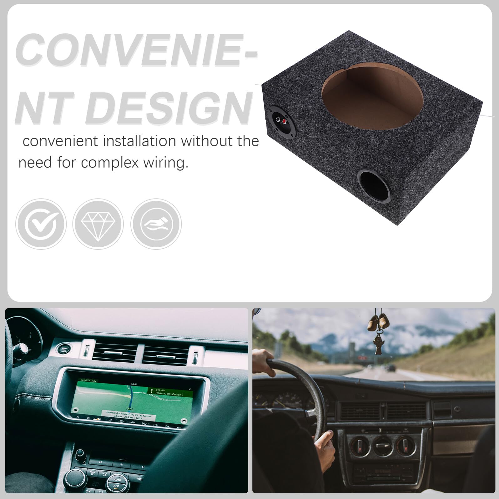 Didiseaon Box per Subwoofer Auto 10 Pollici, Custodia Rigida in Legno e Abs Copertura Protettiva, Contenitore per Subwoofer Singolo Installazione Semplice per Impianto Audio Veicolare