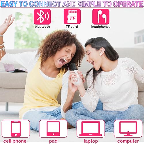 Miniatura 4 de Mini máquina de karaoke para niños y adultos, juguetes para niños y niñas, regalos para niñas y niños, altavoz Bluetooth con 2 micrófonos