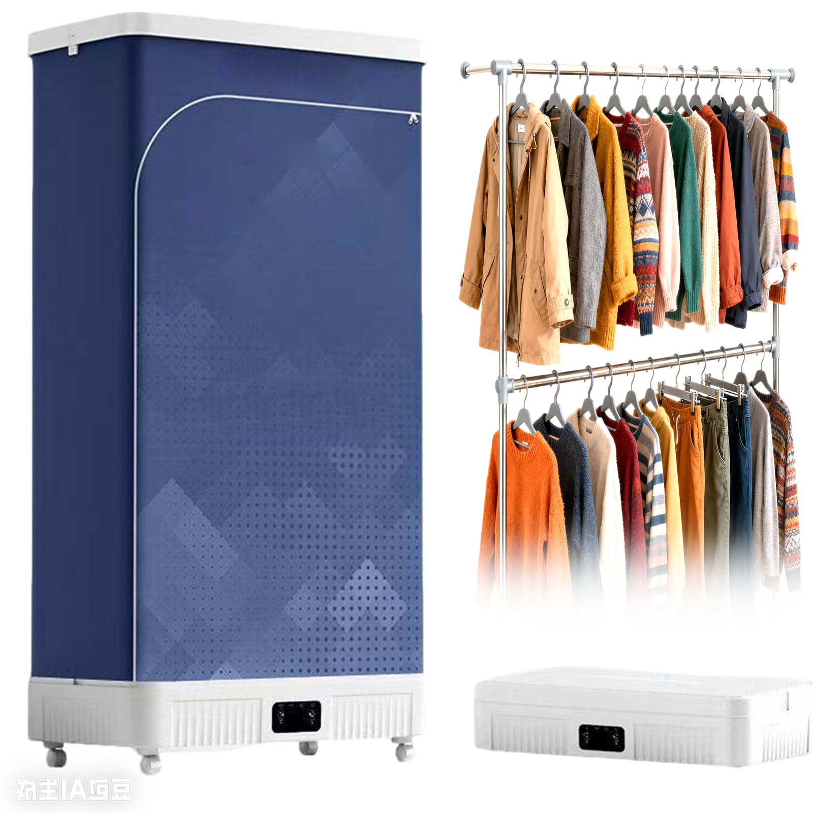 Secadora de Ropa portátil sin instalación, 500 L de Capacidad, Temporizador Inteligente de 240 Minutos, Control Remoto. Ideal para el hogar y Viajes