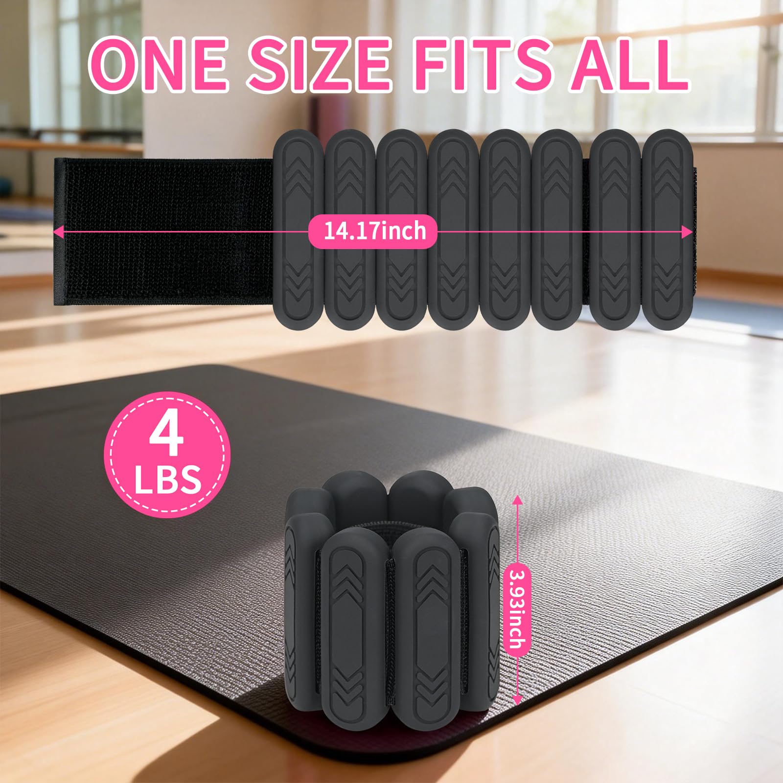 Set di 2 pesi per caviglia (0,5 kg/0,9 kg ciascuno), pesi regolabili per polsi e caviglie per donne e uomini, braccialetti in silicone per allenamento della forza, per nuoto, corsa, pilates