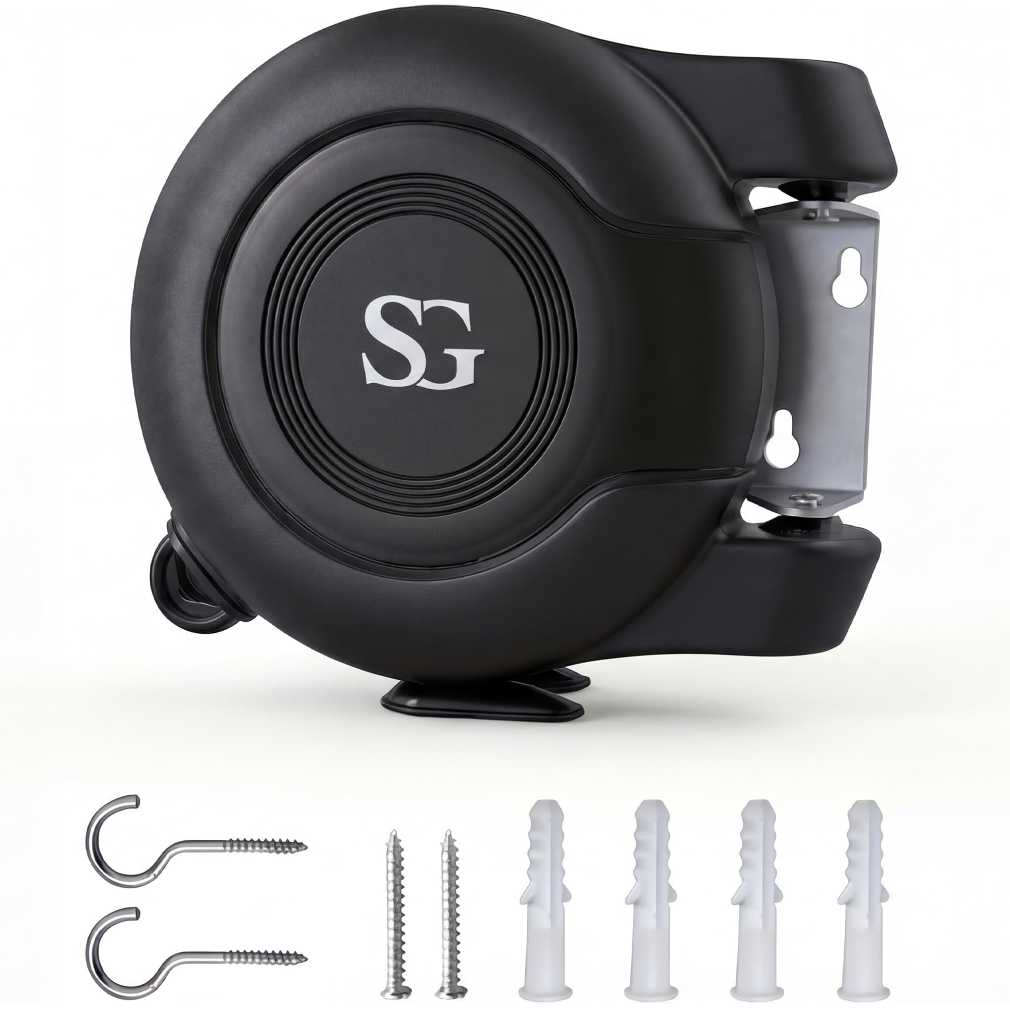 SG Traders Cordomatic Retractable Washing Line 30m Auto Retractable Reel Clothes Washing Line Twin Cable Wall Mounted Clothesline Indoor and Outdoor Clothes Dryer Easy To Install (15m X 2)