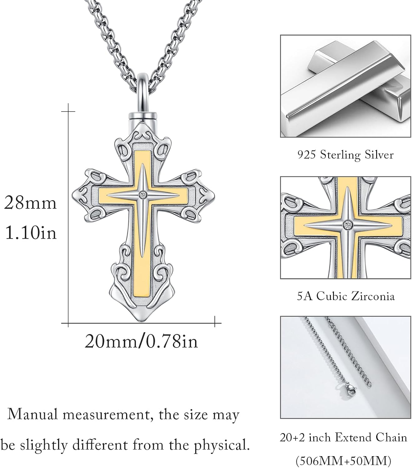 Celtic Cross Ashes Necklace 925 Sterling Silver Cross Urn Necklaces for Ashes Celtic Knot Urn Ash Pendants Memorial Keepsake Cremation Jewelry for Women Men - Image 4