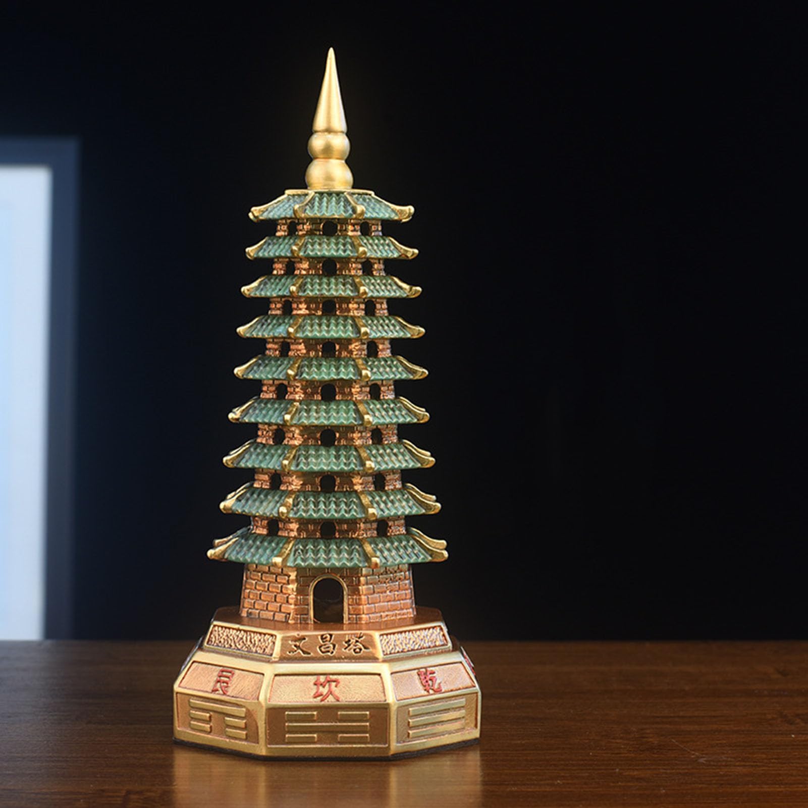 Statua wieży Wenchang, mosiężna 8-poziomowa pagoda | Prezent na sukces akademicki, figurka firmy zajmującej się ochroną, dekoracja biura domowego świątyni buddyzmu