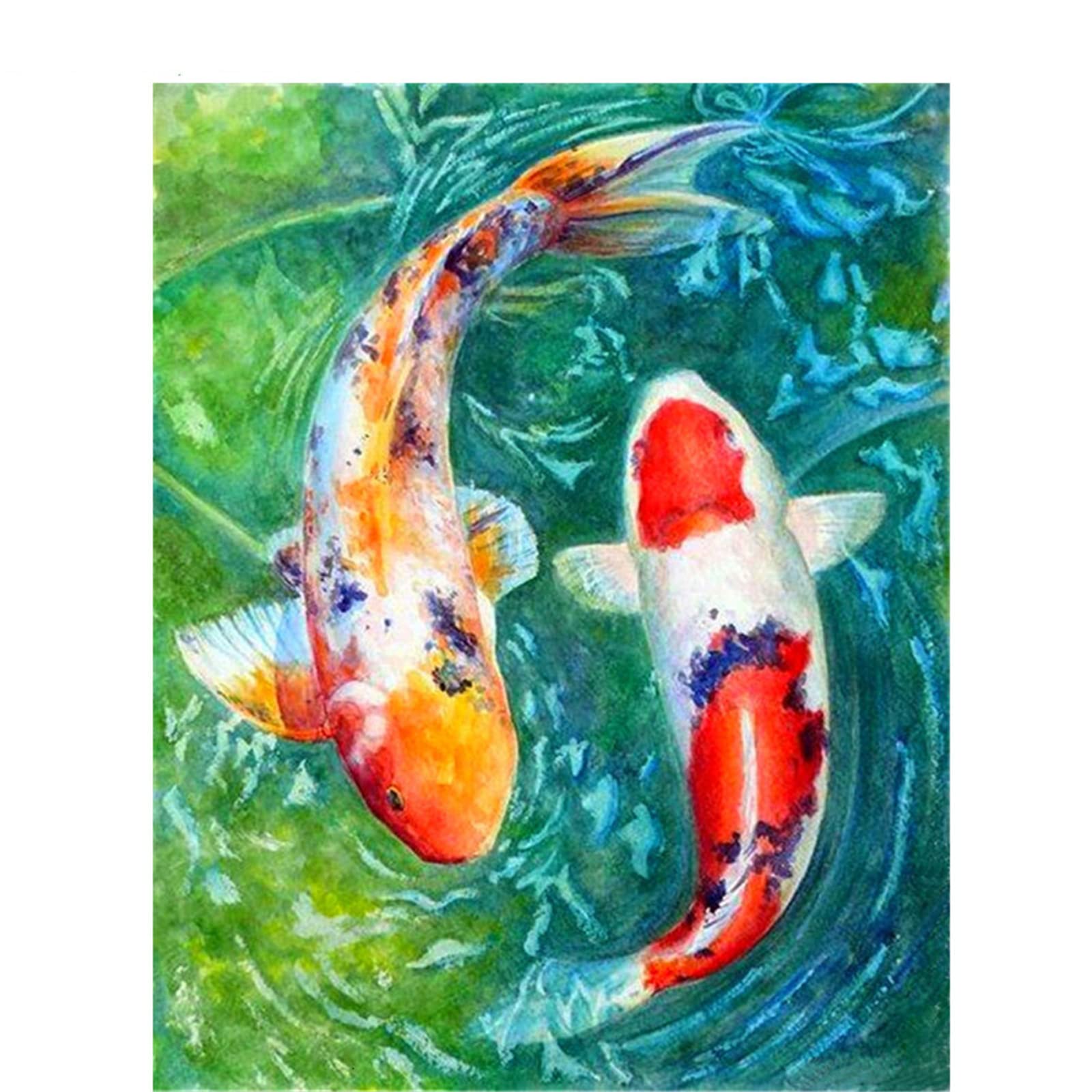 Kit complet de broderie diamant 5D poisson rouge 60x80cm - 8