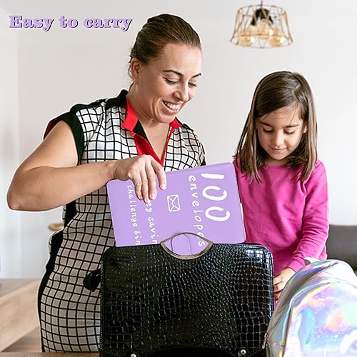 Miniatura 6 de Wrbin Desafío de ahorro de dinero de 100 sobres, carpeta de desafío de 100 sobres, manera fácil y divertida de ahorrar $5,050, kit de desafío de