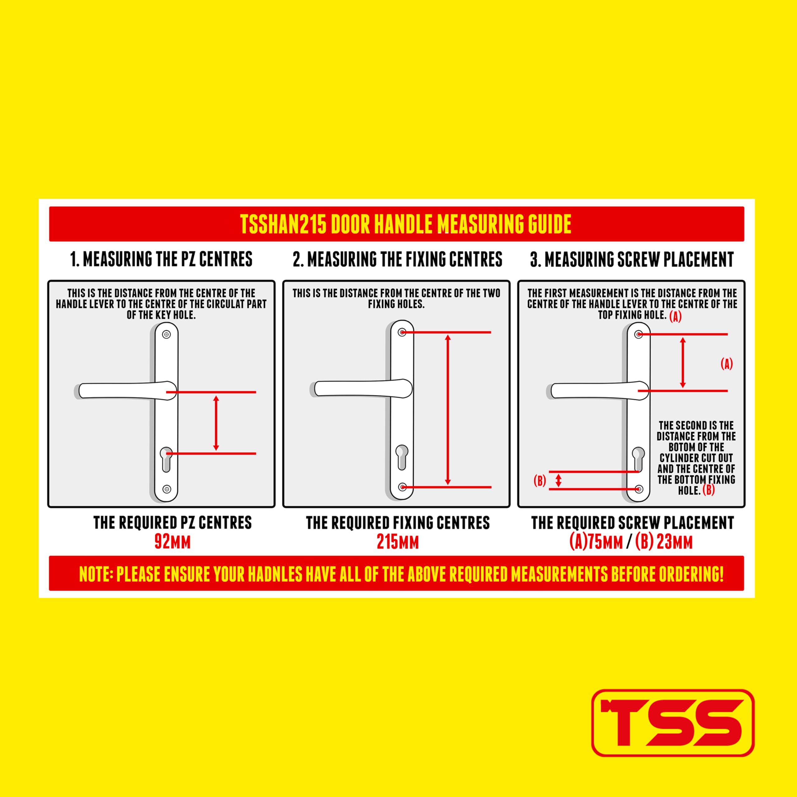 TSS UPVC Door Handle Set, Lever/Lever Design, 192mm PZ Centers, 215mm Screw to Screw, 245mm x 32mm Backplate - Image 4