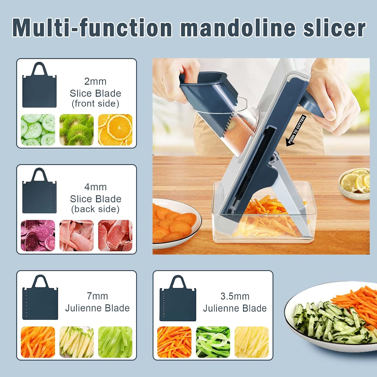 Mandoline Slicer for Kitchen, Kitchen Chopping Artifact, Vegetable Slicer Cutter ,Food Slice + Julienne for Potatoes, Onions, Cucumbers,Carrots, Fruits,for Vegetables Meal Prep
