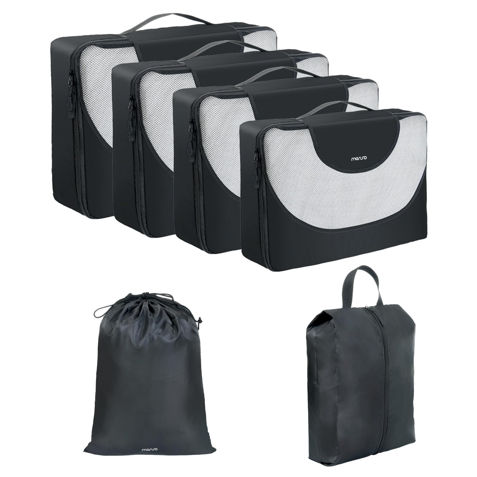 MOSISO 6 Set Packing Cubes for Travel Essentials, Suitcase Organizer Bags Set for Luggage, Light Weight Space-Saving Travel Accessories Expandable