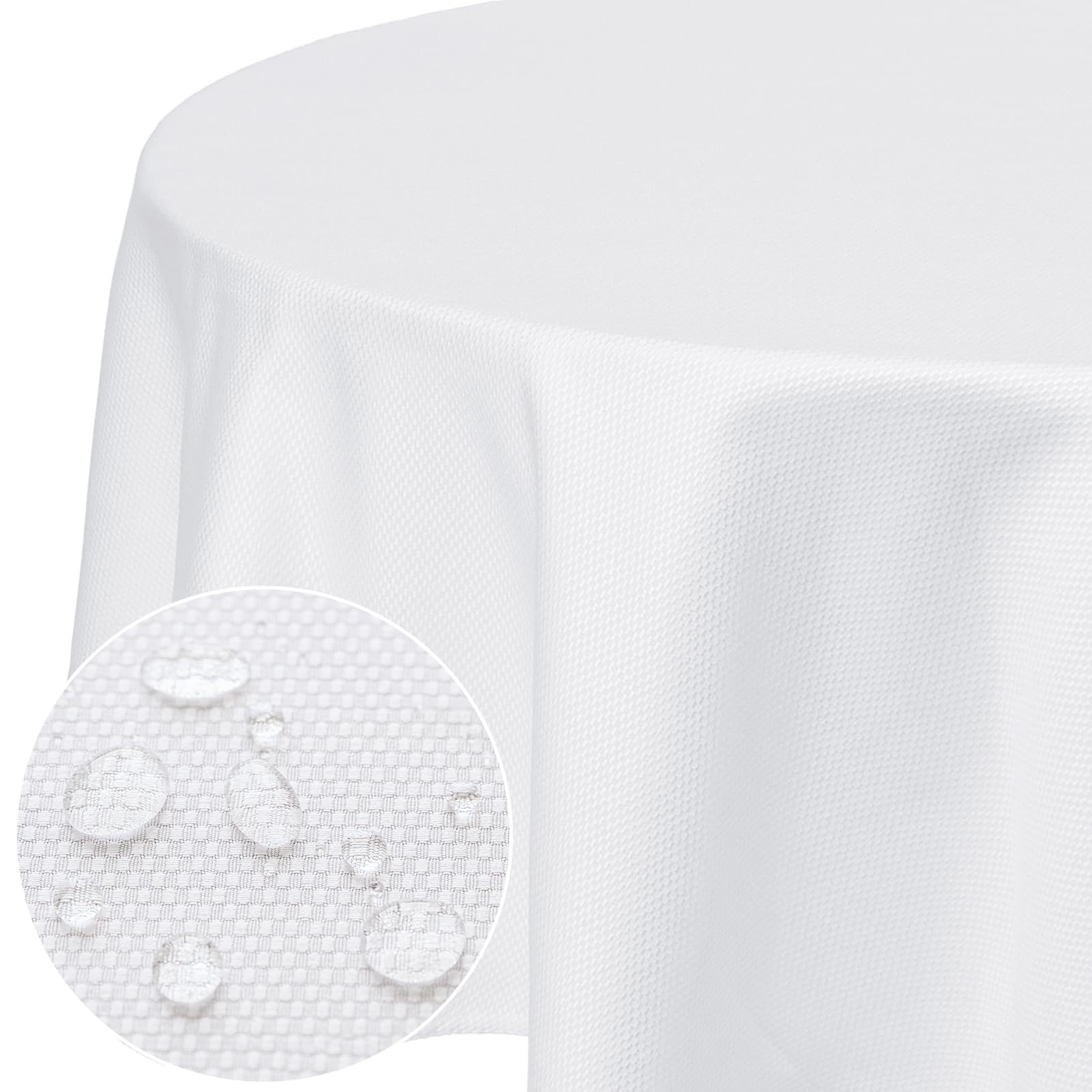 Softalker Manteles Navidad Redondo 160 cm de Diámetro Antimanchas Mantel Impermeabl Mantel Blanco de Jacquard Geométrico Protector de Mesa Comedor Decoracion Otoño Exterior Jardín Cumpleaños Fiesta