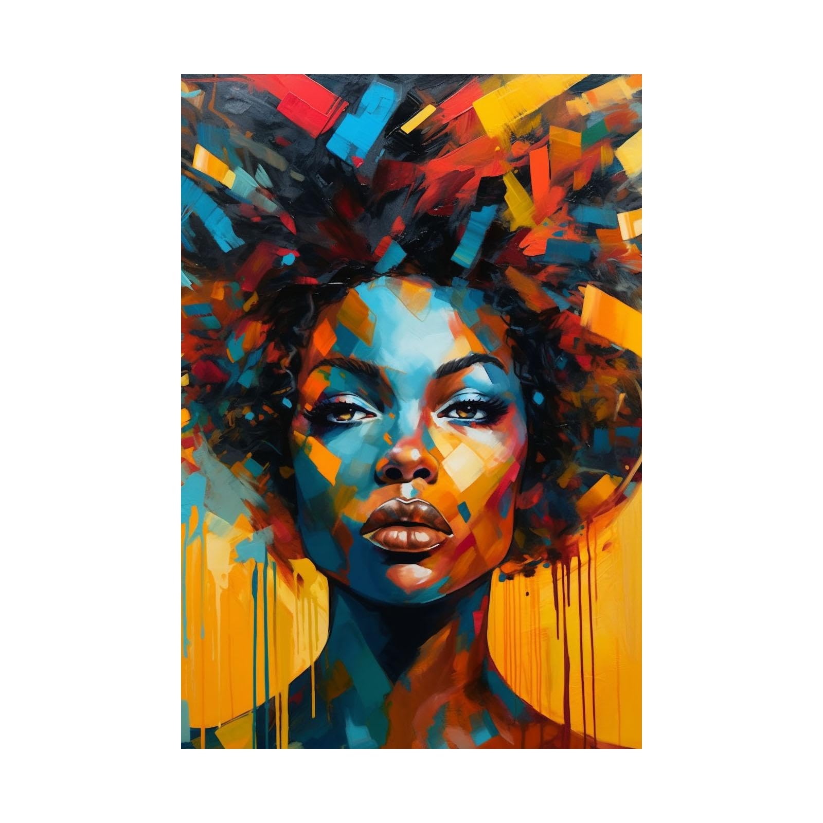 Stampa Artistica Su Tela Donna Africana - Set Da 3 Quadri 40,6x61 Cm - Decorazione Murale Etnica Moderna Per Soggiorno, Camera Da Letto