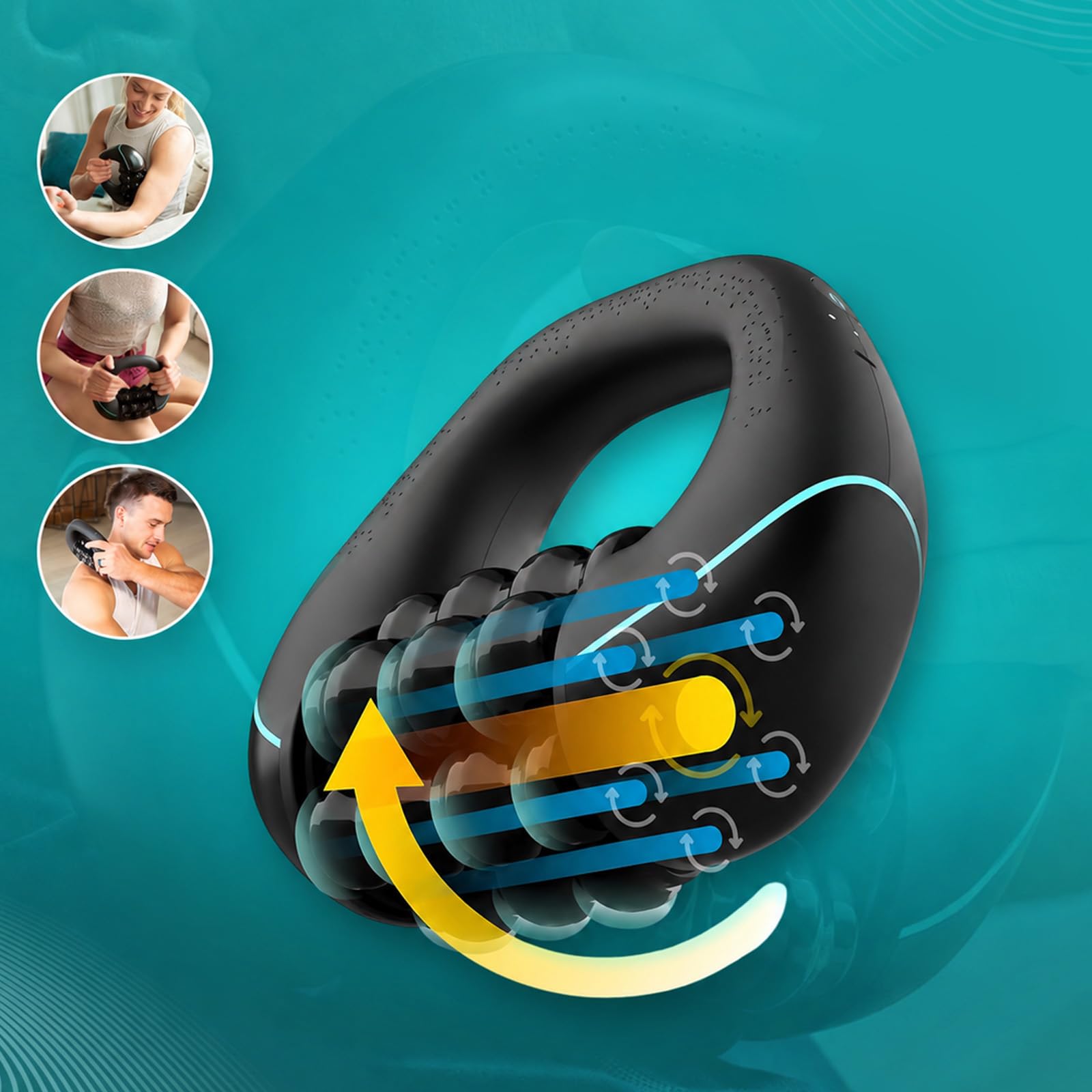Marvixor Roller Anticelulitico, Rodillo Masajeador Eléctrico Corporal con 3 Niveles, 6 Barras Giratorias y 21 Nodos, Masajeador para Piernas, Muslos, Glúteos, Brazos y Relajación Muscular