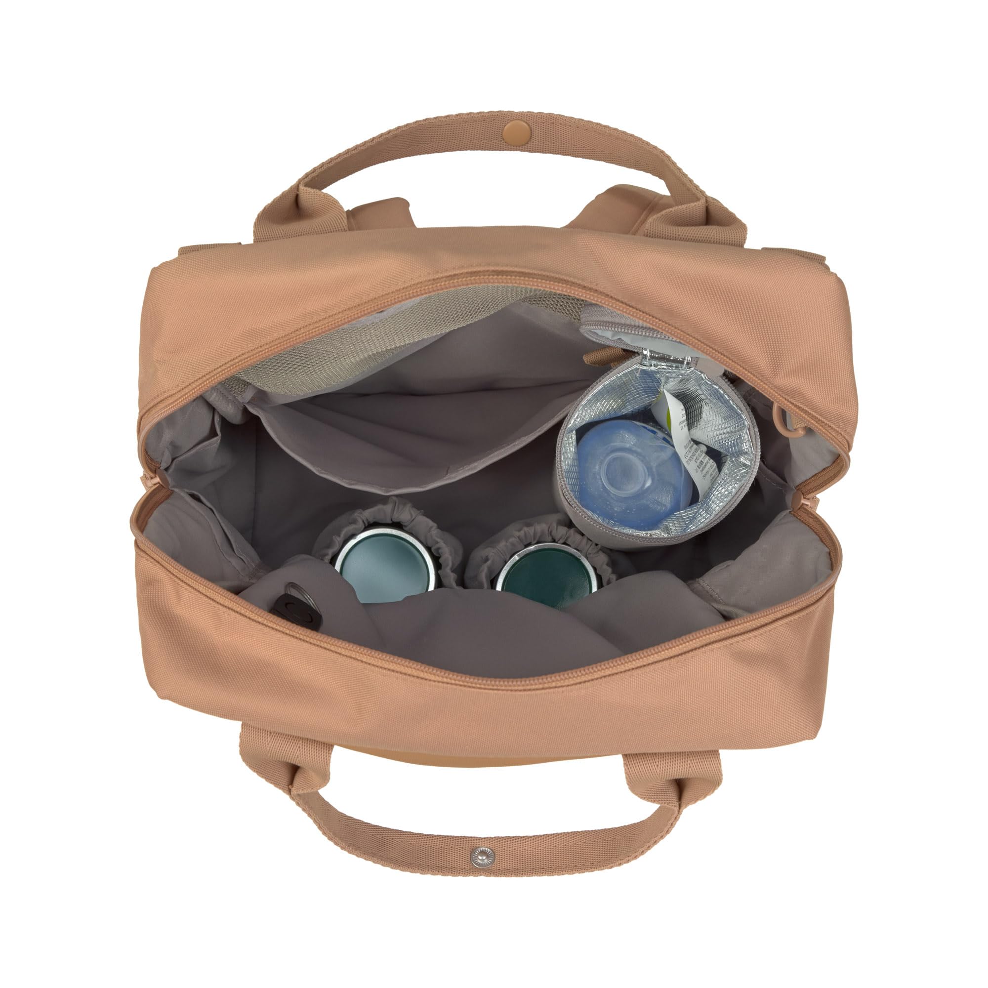 LÄSSIG Sac à langer Sac à dos avec matelas à langer, fixation pour poussette et porte-bouteille Durable/GRE Vividal Backpack almond