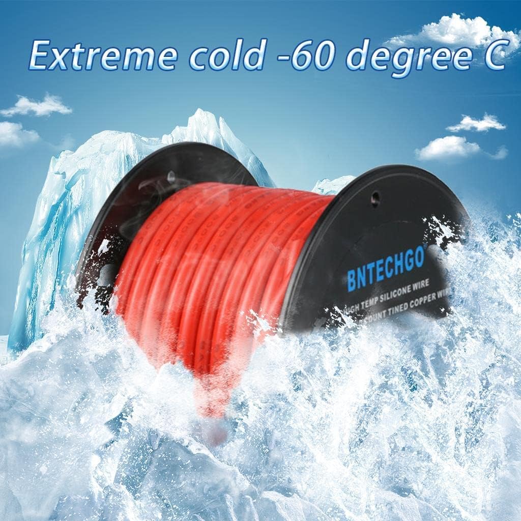 BNTECHGO 8 Gauge Silicone Wire Spool Red 50 ft Ultra Flexible High Temp 200 deg C 600V 8 AWG Silicone Rubber Wire 1650 Strands of Tinned Copper Wire Stranded Wire for Model Low Impedance - Image 5