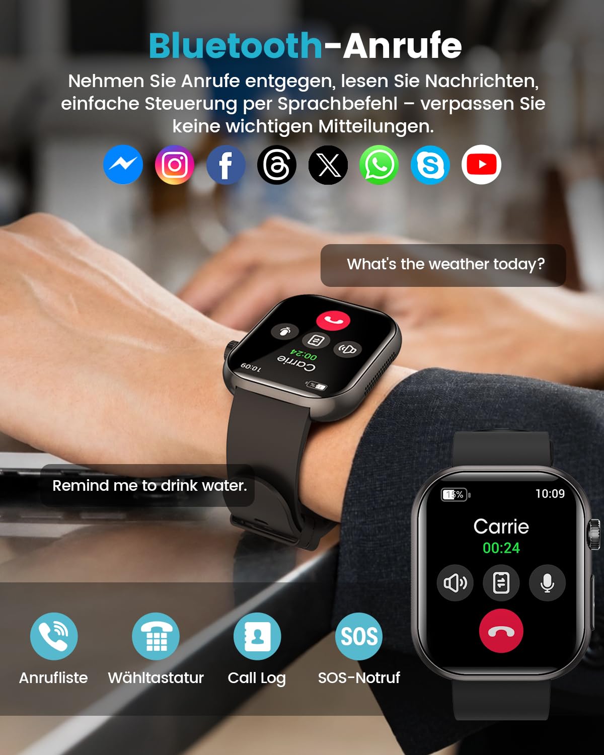 2026 Neue Smartwatch Herren mit EKG/HRV/Blutdruck/Mikro-Gesundheitscheck, 1,97" AMOLED Gesundheitsuhr mit 24H Herzfrequenz SpO2 Schlafmonitor, BMI, 140+ Sportmodi, Körpertemperatur für iOS Android