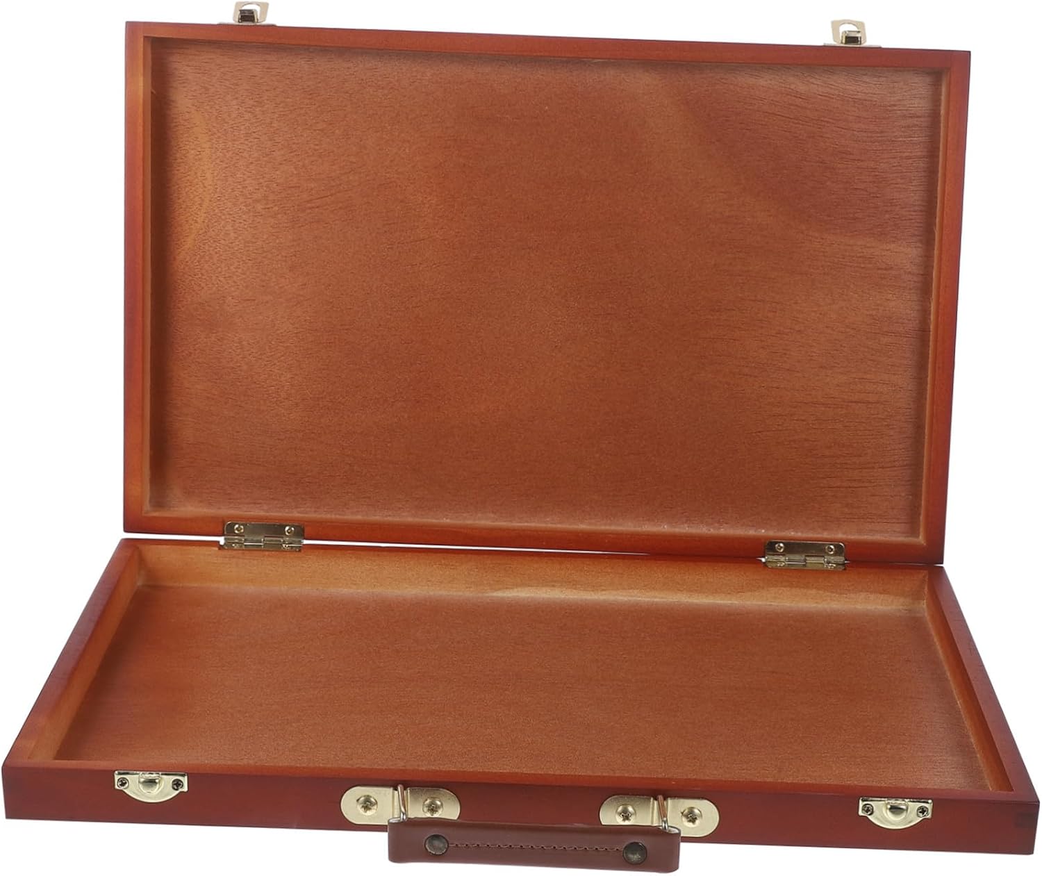 OHPHCALL Portable Wooden Painting Storage Box with Handle Lightweight Art Supply Organizer for Drawing Pencils Watercolor and Oil Pens Outdoor Sketching Tool Case for Students and Artists