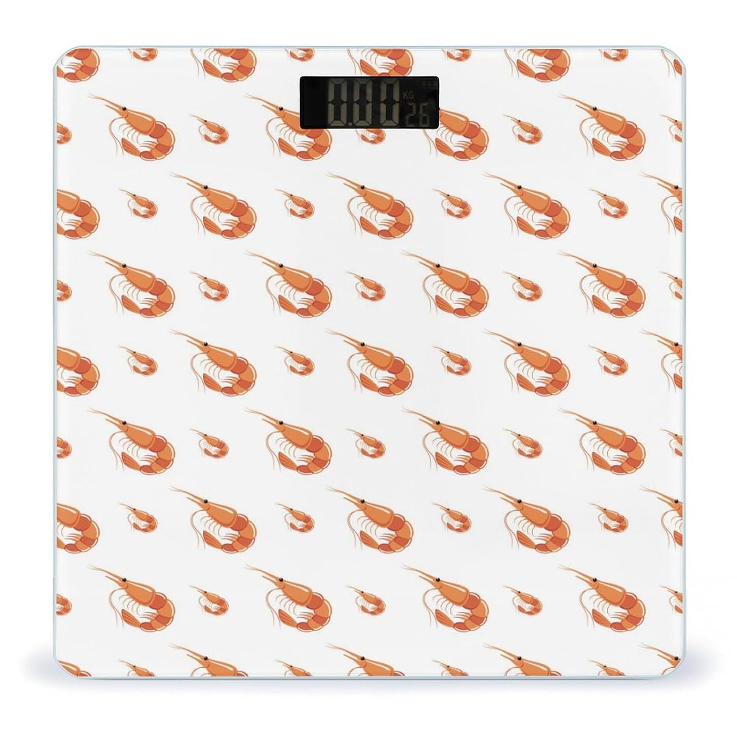 Close-up of the Novastar Shrimp No.901 Digital Body Weight Scale's LCD display showing a weight reading in kilograms.